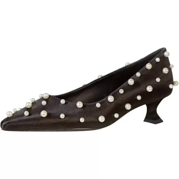 imageFSJ Women Fashion Transparent Clear Pumps Kitten Low Heels Studded Rhinestones Studs Slip On Bridal Party Dress Shoes Size 415 USBlack