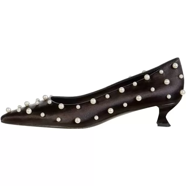 imageFSJ Women Fashion Transparent Clear Pumps Kitten Low Heels Studded Rhinestones Studs Slip On Bridal Party Dress Shoes Size 415 USBlack