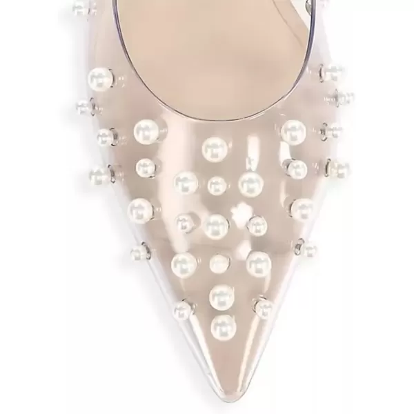 imageFSJ Women Fashion Transparent Clear Pumps Kitten Low Heels Studded Rhinestones Studs Slip On Bridal Party Dress Shoes Size 415 USPearls