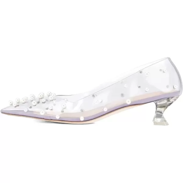 imageFSJ Women Fashion Transparent Clear Pumps Kitten Low Heels Studded Rhinestones Studs Slip On Bridal Party Dress Shoes Size 415 USPurple