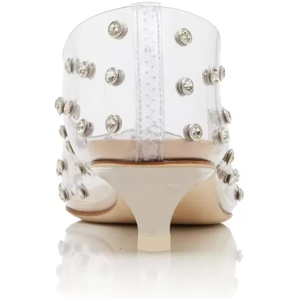 imageFSJ Women Fashion Transparent Clear Pumps Kitten Low Heels Studded Rhinestones Studs Slip On Bridal Party Dress Shoes Size 415 USTransparent