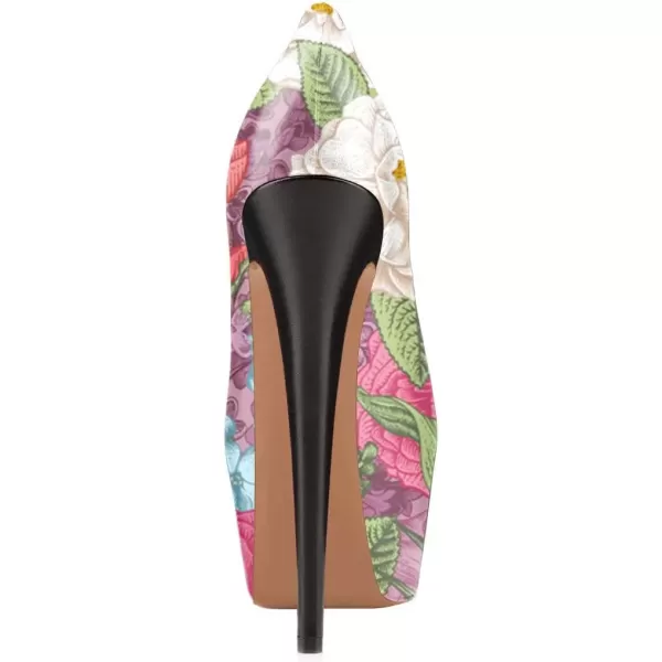 imageFSJ Women Gorgeous Super High Heels Dress Shoes Multicolored Peep Toe Platform Pumps Size 415 USFloral