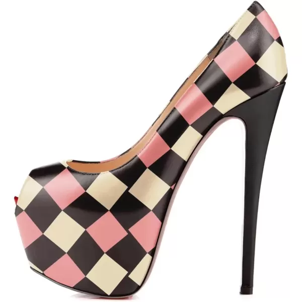 imageFSJ Women Gorgeous Super High Heels Dress Shoes Multicolored Peep Toe Platform Pumps Size 415 USLattice