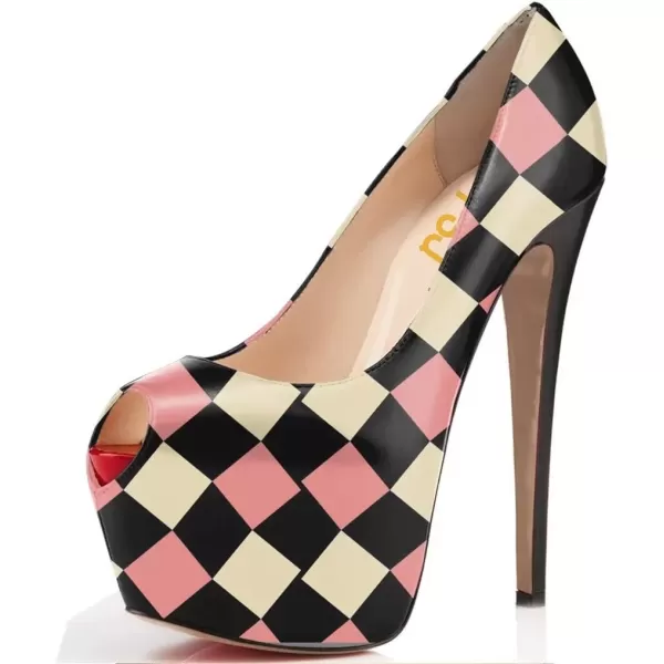 imageFSJ Women Gorgeous Super High Heels Dress Shoes Multicolored Peep Toe Platform Pumps Size 415 USLattice