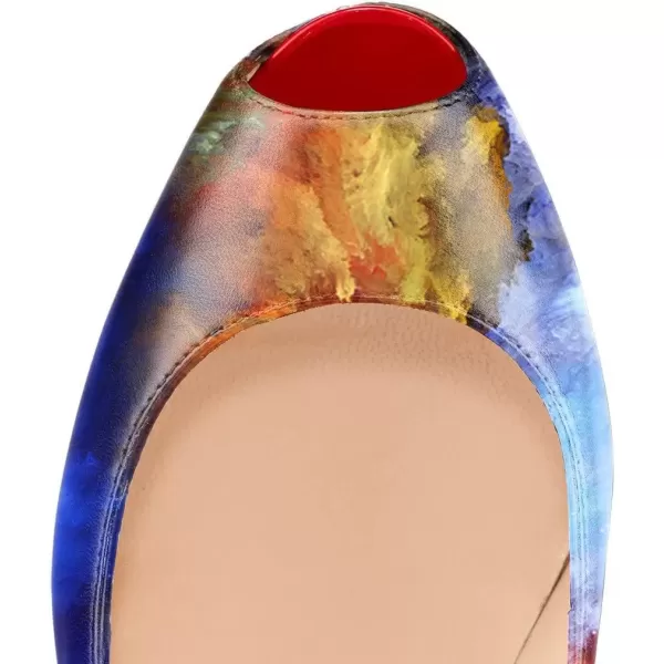 imageFSJ Women Gorgeous Super High Heels Dress Shoes Multicolored Peep Toe Platform Pumps Size 415 USVolcano