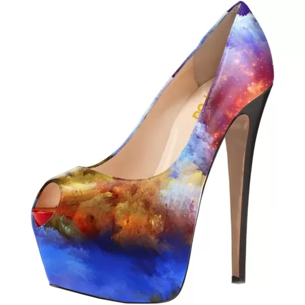 imageFSJ Women Gorgeous Super High Heels Dress Shoes Multicolored Peep Toe Platform Pumps Size 415 USVolcano
