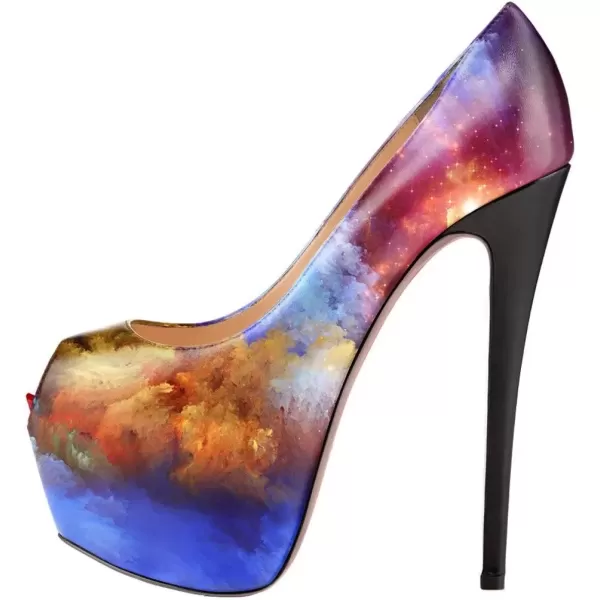 imageFSJ Women Gorgeous Super High Heels Dress Shoes Multicolored Peep Toe Platform Pumps Size 415 USVolcano