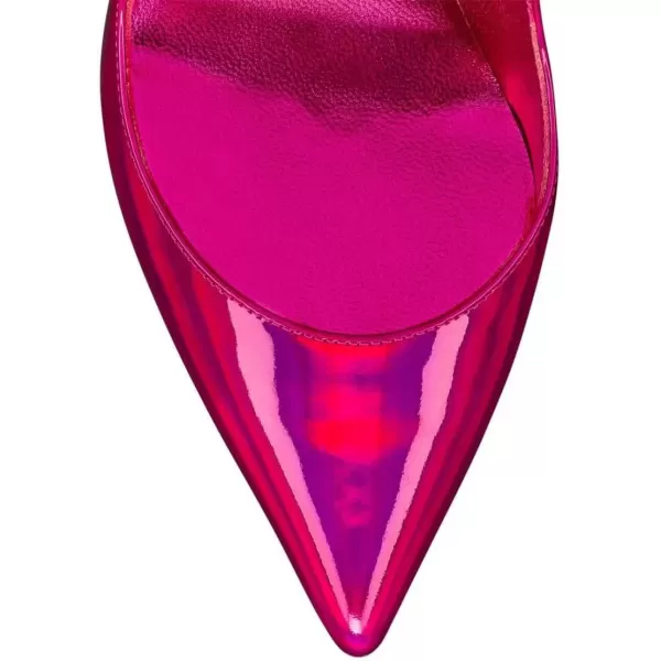 imageFSJ Women Pointed Toe Crystal High Heel Pumps Comfort Slip On Chunky Block Heel Bridal Wedding Evening Party Prom Dress Shoes Size 415 USFushcia Mirror