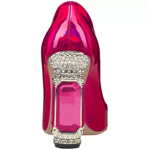 imageFSJ Women Pointed Toe Crystal High Heel Pumps Comfort Slip On Chunky Block Heel Bridal Wedding Evening Party Prom Dress Shoes Size 415 USFushcia Mirror
