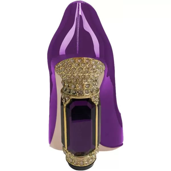 imageFSJ Women Pointed Toe Crystal High Heel Pumps Comfort Slip On Chunky Block Heel Bridal Wedding Evening Party Prom Dress Shoes Size 415 USPurple Patent