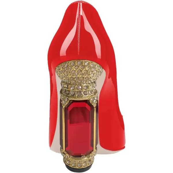 imageFSJ Women Pointed Toe Crystal High Heel Pumps Comfort Slip On Chunky Block Heel Bridal Wedding Evening Party Prom Dress Shoes Size 415 USRed Patent