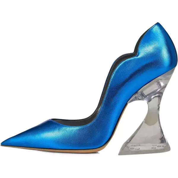 imageFSJ Women Sexy Pointed Toe High Heel Pumps Slip On Unique Transparent Chunky Heel Evening Prom Dress Shoes Size 415 USBlue