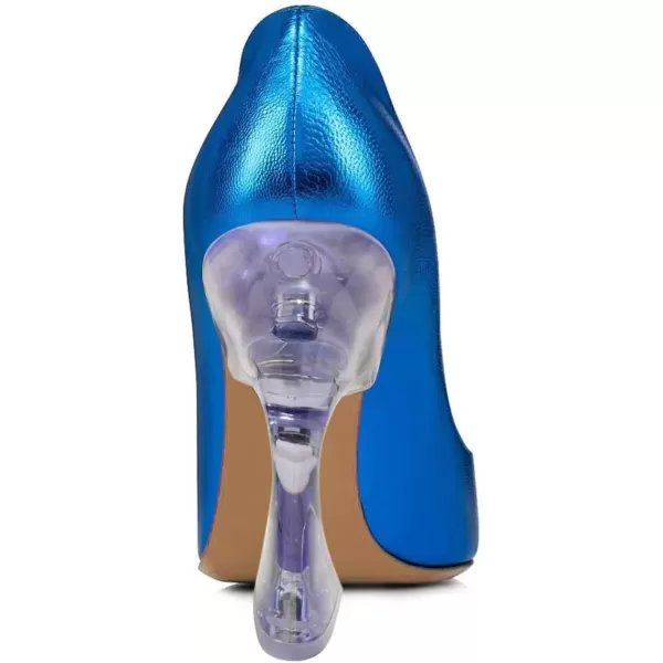 imageFSJ Women Sexy Pointed Toe High Heel Pumps Slip On Unique Transparent Chunky Heel Evening Prom Dress Shoes Size 415 USBlue Purple Heel
