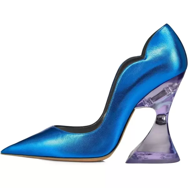 imageFSJ Women Sexy Pointed Toe High Heel Pumps Slip On Unique Transparent Chunky Heel Evening Prom Dress Shoes Size 415 USBlue Purple Heel