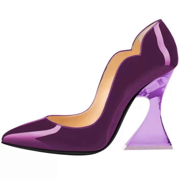 imageFSJ Women Sexy Pointed Toe High Heel Pumps Slip On Unique Transparent Chunky Heel Evening Prom Dress Shoes Size 415 USDarkvoilet