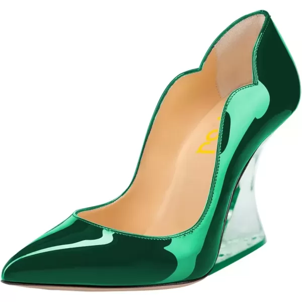 imageFSJ Women Sexy Pointed Toe High Heel Pumps Slip On Unique Transparent Chunky Heel Evening Prom Dress Shoes Size 415 USGreenmirror