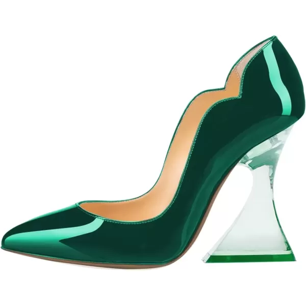imageFSJ Women Sexy Pointed Toe High Heel Pumps Slip On Unique Transparent Chunky Heel Evening Prom Dress Shoes Size 415 USGreenmirror