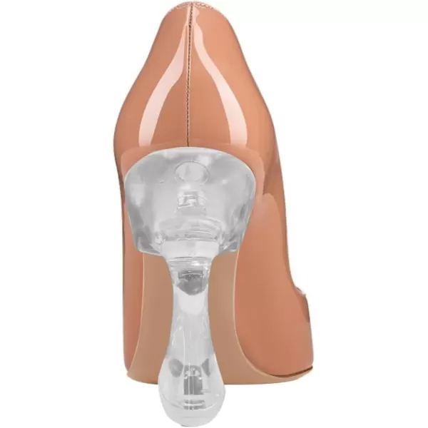 imageFSJ Women Sexy Pointed Toe High Heel Pumps Slip On Unique Transparent Chunky Heel Evening Prom Dress Shoes Size 415 USNude