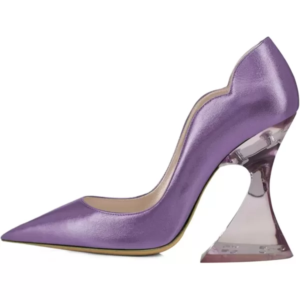 imageFSJ Women Sexy Pointed Toe High Heel Pumps Slip On Unique Transparent Chunky Heel Evening Prom Dress Shoes Size 415 USPurple