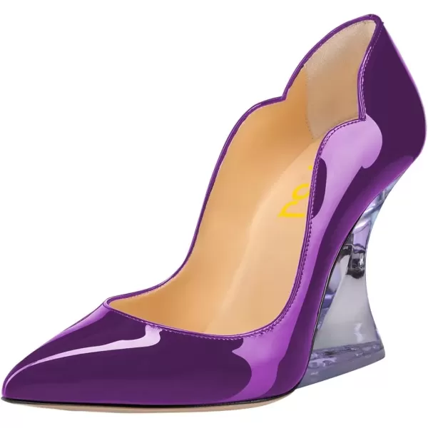 imageFSJ Women Sexy Pointed Toe High Heel Pumps Slip On Unique Transparent Chunky Heel Evening Prom Dress Shoes Size 415 USPurplemirror