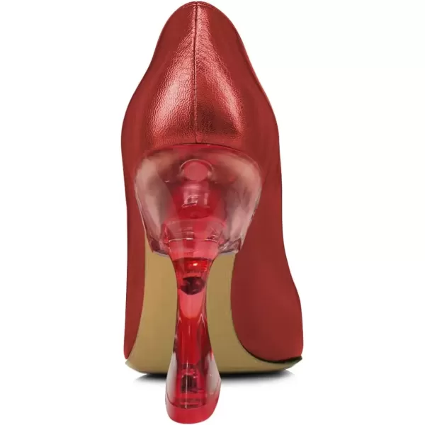 imageFSJ Women Sexy Pointed Toe High Heel Pumps Slip On Unique Transparent Chunky Heel Evening Prom Dress Shoes Size 415 USRed