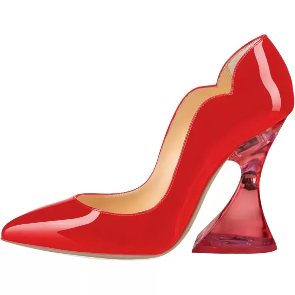 imageFSJ Women Sexy Pointed Toe High Heel Pumps Slip On Unique Transparent Chunky Heel Evening Prom Dress Shoes Size 415 USRedmirror
