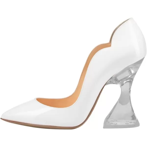 imageFSJ Women Sexy Pointed Toe High Heel Pumps Slip On Unique Transparent Chunky Heel Evening Prom Dress Shoes Size 415 USWhite