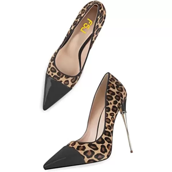 imageFSJ Women Sexy Slip On Formal Pumps Stiletto Heels Pointy Toe Chic Party Evening Dress Ladies Work Shoes Size 415 USBlack Leopard