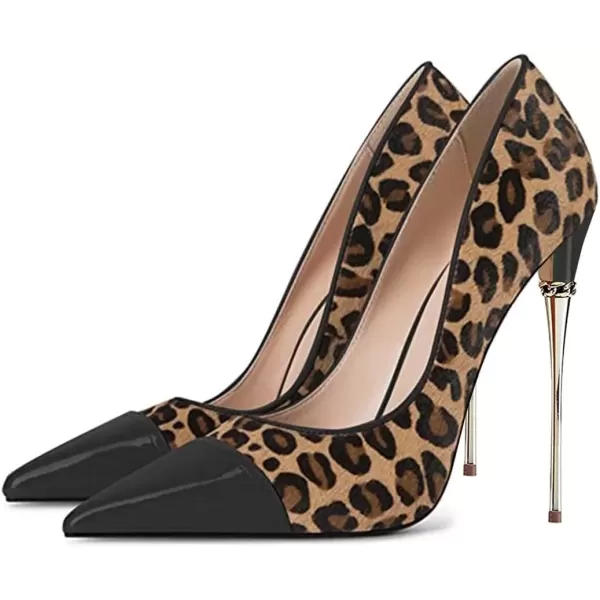 imageFSJ Women Sexy Slip On Formal Pumps Stiletto Heels Pointy Toe Chic Party Evening Dress Ladies Work Shoes Size 415 USBlack Leopard