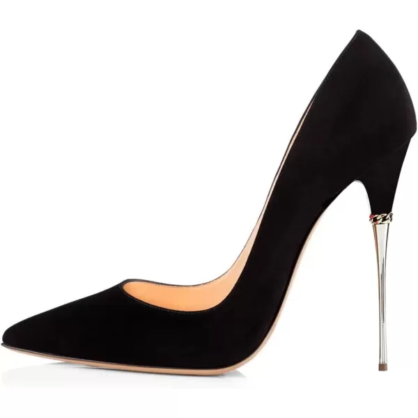 imageFSJ Women Sexy Slip On Formal Pumps Stiletto Heels Pointy Toe Chic Party Evening Dress Ladies Work Shoes Size 415 USBlack Suede