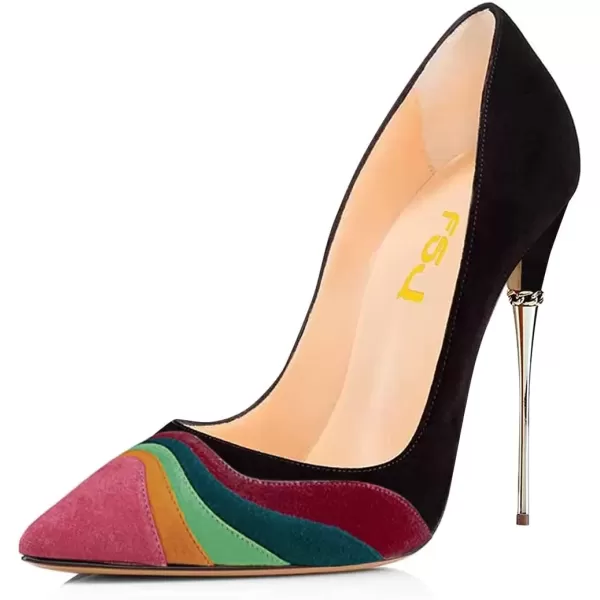 imageFSJ Women Sexy Slip On Formal Pumps Stiletto Heels Pointy Toe Chic Party Evening Dress Ladies Work Shoes Size 415 USBlackrainbow