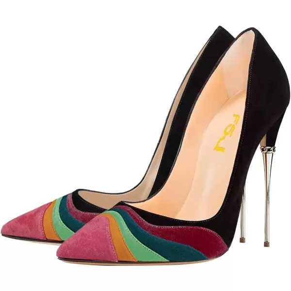 imageFSJ Women Sexy Slip On Formal Pumps Stiletto Heels Pointy Toe Chic Party Evening Dress Ladies Work Shoes Size 415 USBlackrainbow