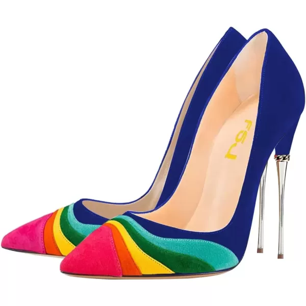 imageFSJ Women Sexy Slip On Formal Pumps Stiletto Heels Pointy Toe Chic Party Evening Dress Ladies Work Shoes Size 415 USBluecolorful