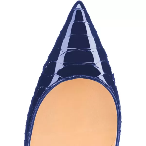 imageFSJ Women Sexy Slip On Formal Pumps Stiletto Heels Pointy Toe Chic Party Evening Dress Ladies Work Shoes Size 415 USCrocodile Navy