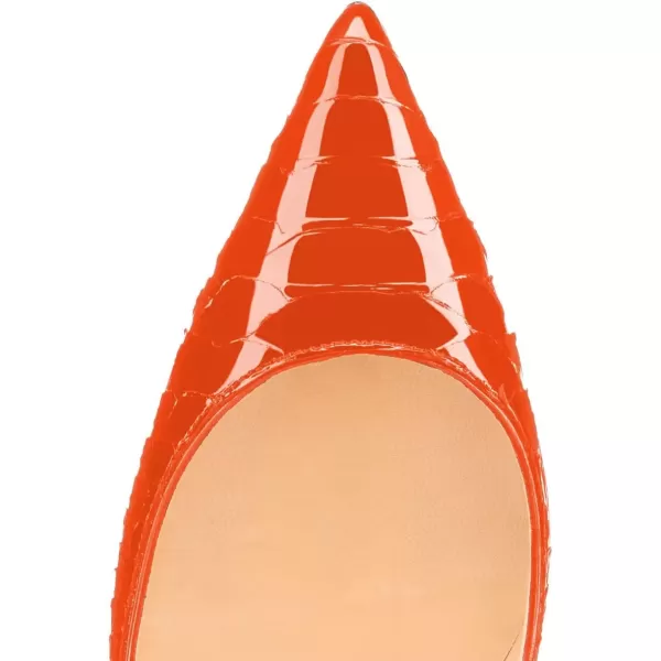 imageFSJ Women Sexy Slip On Formal Pumps Stiletto Heels Pointy Toe Chic Party Evening Dress Ladies Work Shoes Size 415 USCrocodile Orange