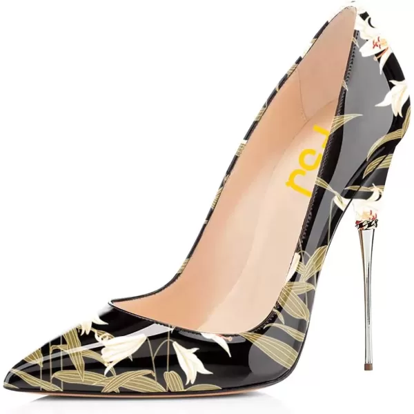 imageFSJ Women Sexy Slip On Formal Pumps Stiletto Heels Pointy Toe Chic Party Evening Dress Ladies Work Shoes Size 415 USFlower Print