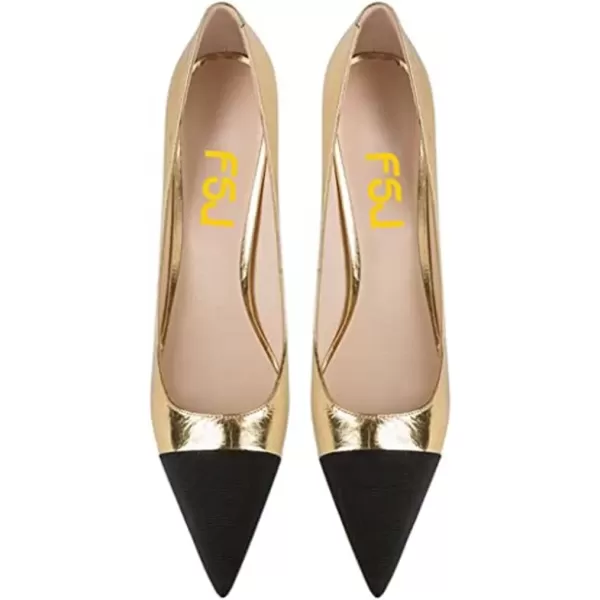 imageFSJ Women Sexy Slip On Formal Pumps Stiletto Heels Pointy Toe Chic Party Evening Dress Ladies Work Shoes Size 415 USGold