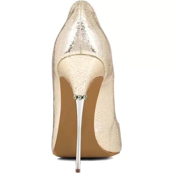 imageFSJ Women Sexy Slip On Formal Pumps Stiletto Heels Pointy Toe Chic Party Evening Dress Ladies Work Shoes Size 415 USGolden
