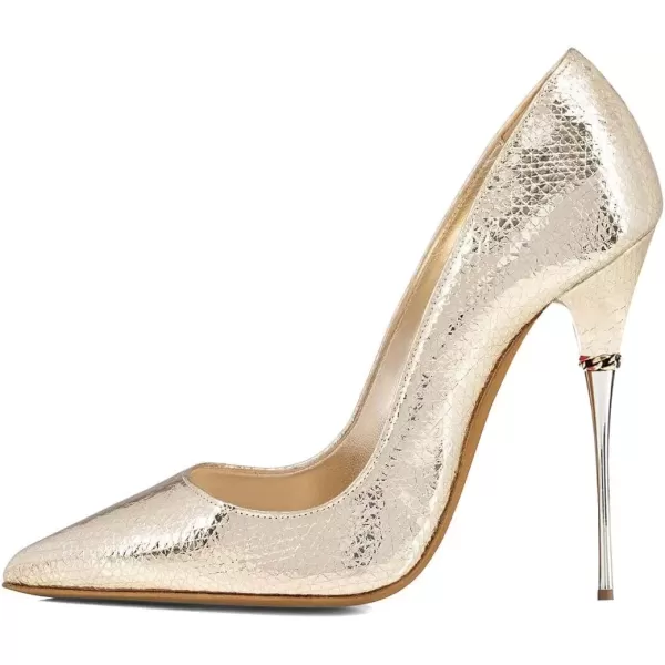 imageFSJ Women Sexy Slip On Formal Pumps Stiletto Heels Pointy Toe Chic Party Evening Dress Ladies Work Shoes Size 415 USGolden