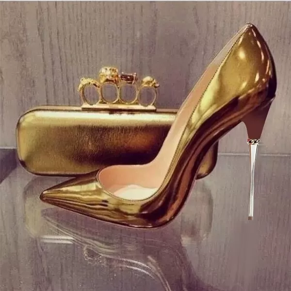 imageFSJ Women Sexy Slip On Formal Pumps Stiletto Heels Pointy Toe Chic Party Evening Dress Ladies Work Shoes Size 415 USGoldenrod