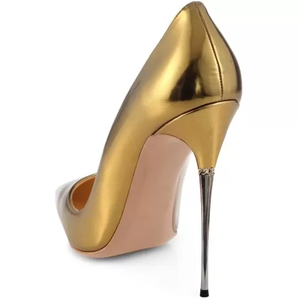 imageFSJ Women Sexy Slip On Formal Pumps Stiletto Heels Pointy Toe Chic Party Evening Dress Ladies Work Shoes Size 415 USGoldenrod