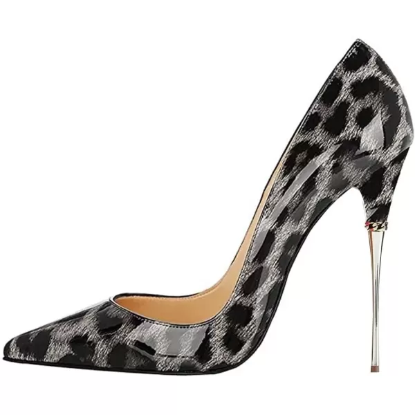 imageFSJ Women Sexy Slip On Formal Pumps Stiletto Heels Pointy Toe Chic Party Evening Dress Ladies Work Shoes Size 415 USGrey Leopard