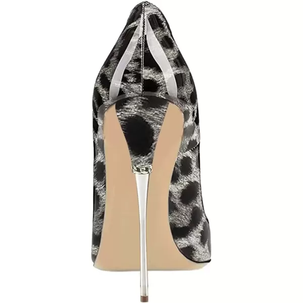 imageFSJ Women Sexy Slip On Formal Pumps Stiletto Heels Pointy Toe Chic Party Evening Dress Ladies Work Shoes Size 415 USGrey Leopard
