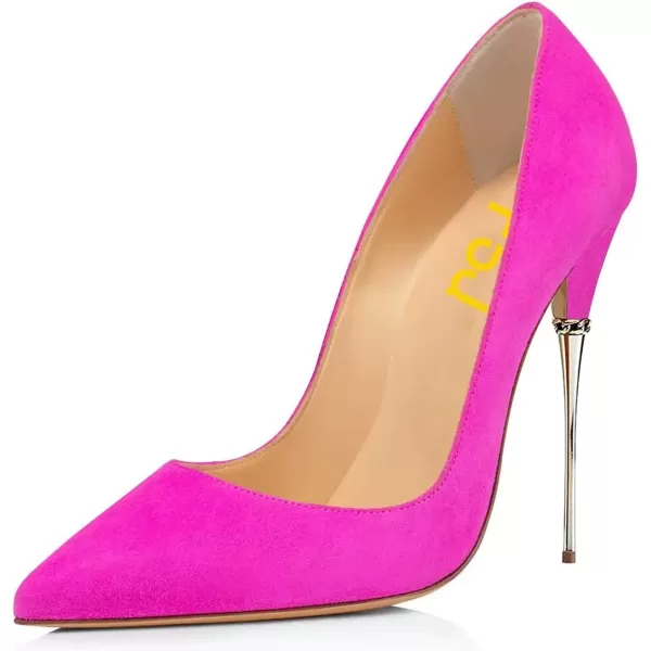 imageFSJ Women Sexy Slip On Formal Pumps Stiletto Heels Pointy Toe Chic Party Evening Dress Ladies Work Shoes Size 415 USHot Pink