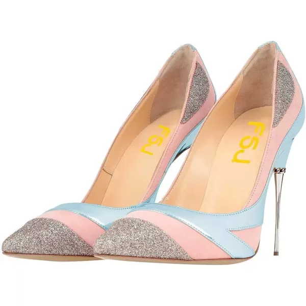 imageFSJ Women Sexy Slip On Formal Pumps Stiletto Heels Pointy Toe Chic Party Evening Dress Ladies Work Shoes Size 415 USPink Blue