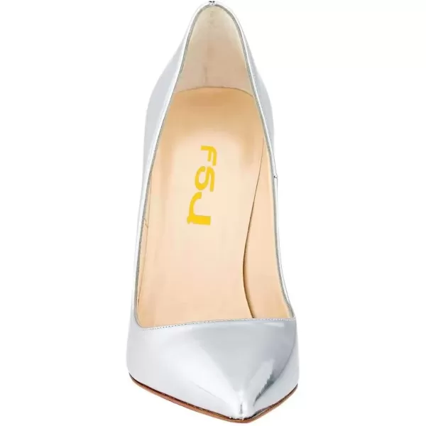 imageFSJ Women Sexy Slip On Formal Pumps Stiletto Heels Pointy Toe Chic Party Evening Dress Ladies Work Shoes Size 415 USSilver