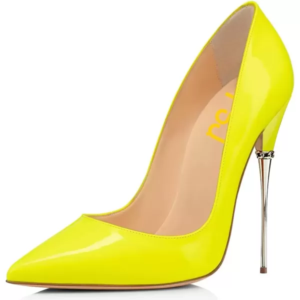 imageFSJ Women Sexy Slip On Formal Pumps Stiletto Heels Pointy Toe Chic Party Evening Dress Ladies Work Shoes Size 415 USYellow
