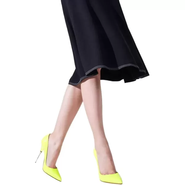imageFSJ Women Sexy Slip On Formal Pumps Stiletto Heels Pointy Toe Chic Party Evening Dress Ladies Work Shoes Size 415 USYellow