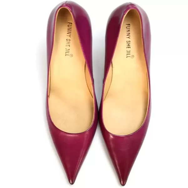 imageFSJ Womens Pointed Toe High Heels Classic Slip on Stiletto Leather Pumps Formal Dress Fashion ShoesFuchsia