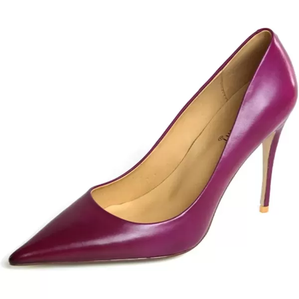 imageFSJ Womens Pointed Toe High Heels Classic Slip on Stiletto Leather Pumps Formal Dress Fashion ShoesFuchsia